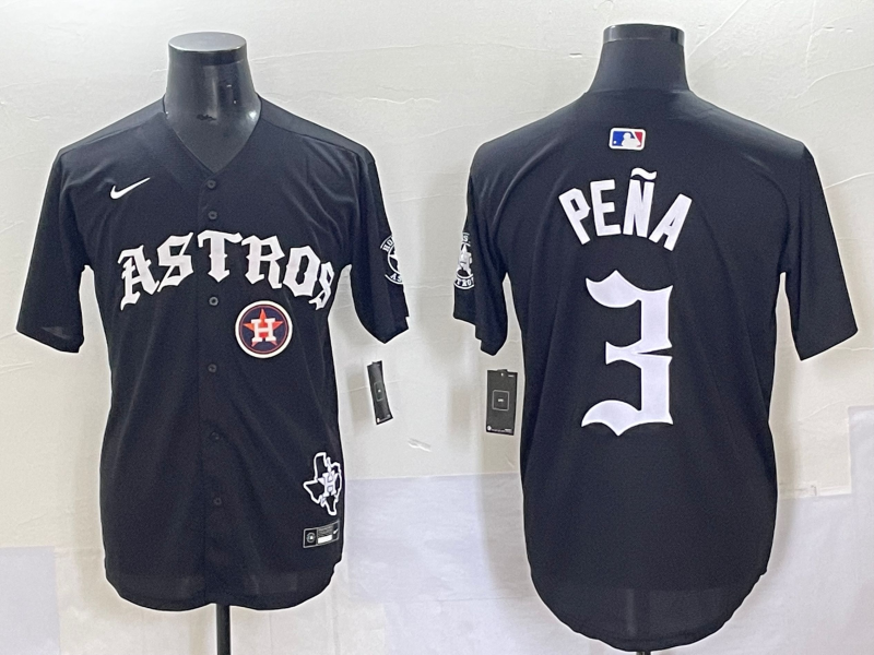 Men Houston Astros #3 Pena Black Five generations Joint Name Nike MLB 2025 Jersey style 7->houston astros->MLB Jersey